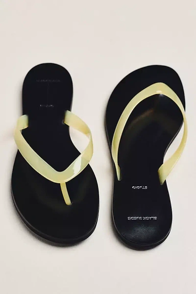 Black Suede Studio Jelly Thong Sandals In Yellow