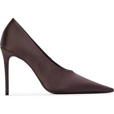 Black Suede Studio Jona 100 Satin Pump In Cacao Satin