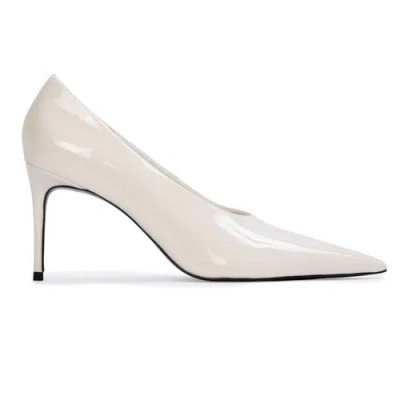 Black Suede Studio Jona 80 Patent Pump In White