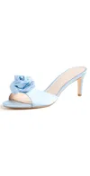 Black Suede Studio Josey 65 Mid Heel Mules In Blue Fog Satin