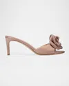 Black Suede Studio Josey Slide Sandal In Old Rose Satin