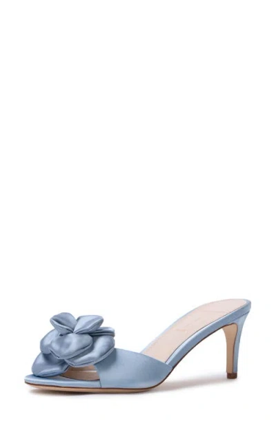 Black Suede Studio Josey Slide Sandal In Blue Fog Satin