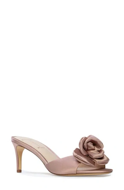 Black Suede Studio Josey Slide Sandal In Old Rose Satin