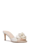 Black Suede Studio Josey 65 Mid Heel Mules In White Satin