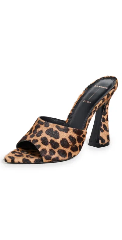 Black Suede Studio Junie Mule Heels In Multi