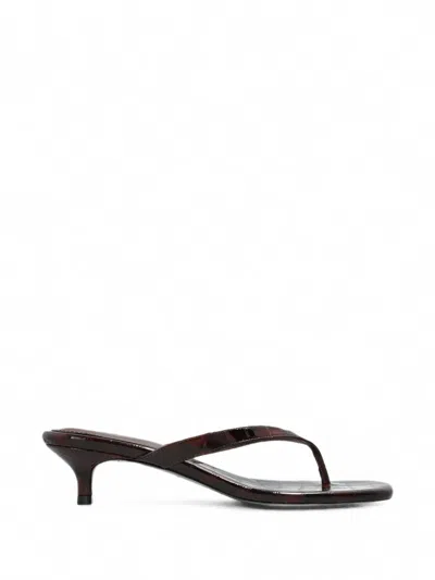 Black Suede Studio Kendal Crocodile-effect Leather Sandals In Brown