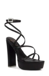 Black Suede Studio Kim Platform Sandal In Black Leather
