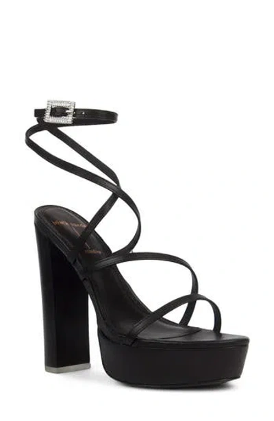 Black Suede Studio Kim Platform Sandal In Black Leather