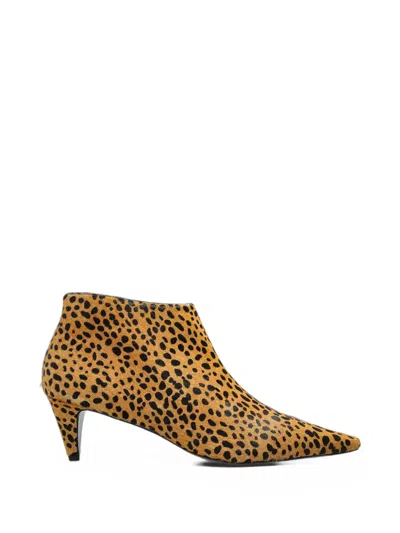 BLACK SUEDE STUDIO KORA LEOPARD-PRINT ANKLE BOOTS