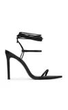 Black Suede Studio Lauren Satin Sandals In Black