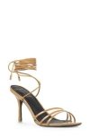 Black Suede Studio Leandra Metallic Ankle-tie Sandals In Porcini