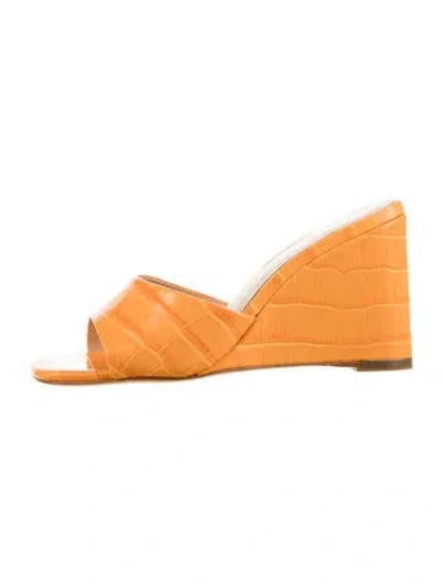 Pre-owned Black Suede Studio Leather Animal Print Slides In Orange
