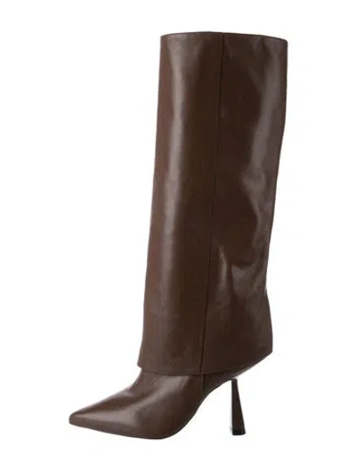 Pre-owned Black Suede Studio Leather Boots In Brown