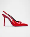 Black Suede Studio Vie Slingback Pointed Toe Pump In Cherry Box Leather