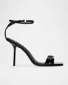 Black Suede Studio Brooks 95 Ankle Strap Sandal In Black Patent Leather