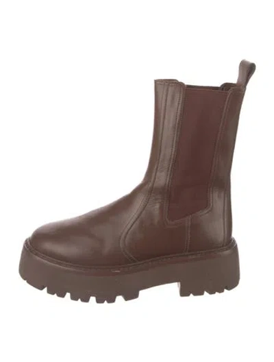 Pre-owned Black Suede Studio Leather Chelsea Boots In Brown