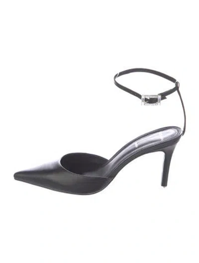 Pre-owned Black Suede Studio Leather Crystal Embellishments D'orsay Pumps In Black