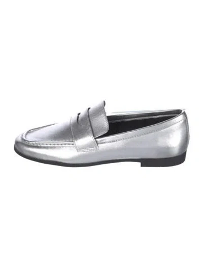 Pre-owned Black Suede Studio Leather Loafers In Silver