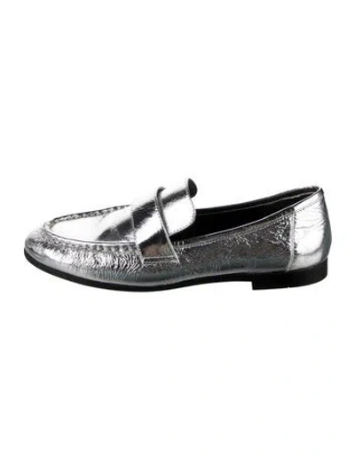Pre-owned Black Suede Studio Leather Loafers In Silver