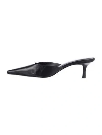 Pre-owned Black Suede Studio Leather Mules In Black
