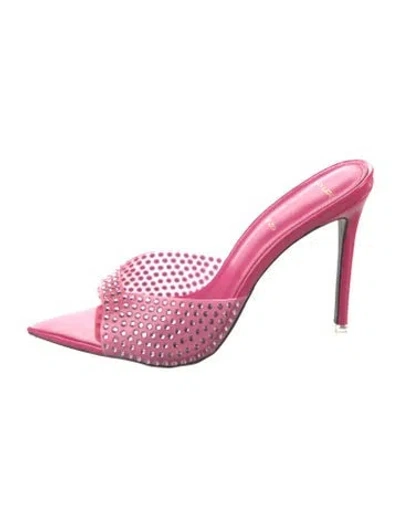 Pre-owned Black Suede Studio Leather Mules In Pink