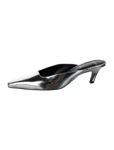 Pre-owned Black Suede Studio Leather Mules In Silver
