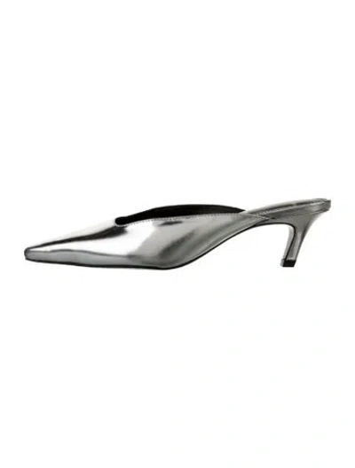 Pre-owned Black Suede Studio Leather Mules In Silver