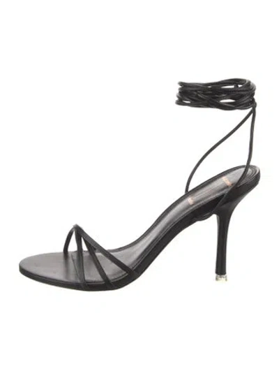 Pre-owned Black Suede Studio Leather Sandals In Black