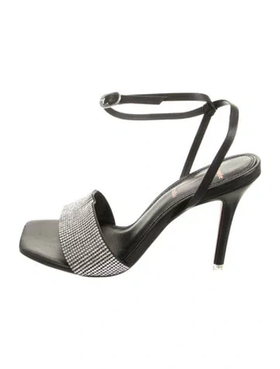Pre-owned Black Suede Studio Leather Sandals In Black