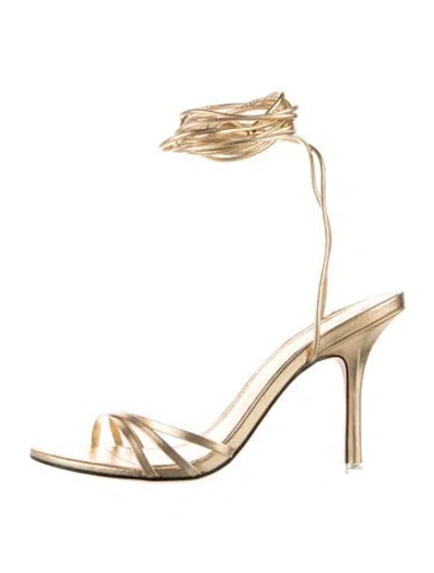 Pre-owned Black Suede Studio Leather Sandals In Gold/metallic