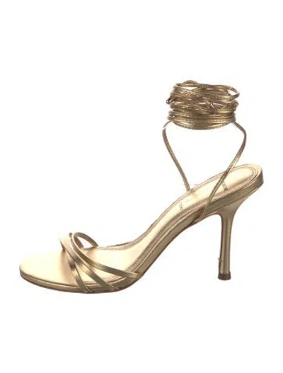 Pre-owned Black Suede Studio Leather Sandals In Gold/metallic