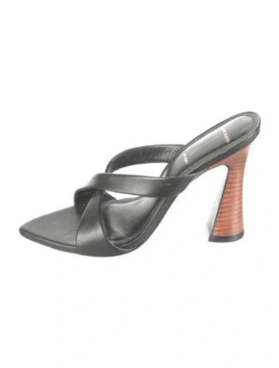 Pre-owned Black Suede Studio Leather Sandals In Metallic/silver