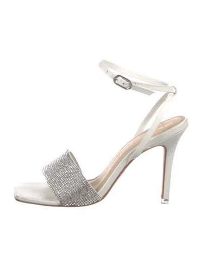 Pre-owned Black Suede Studio Leather Sandals In White