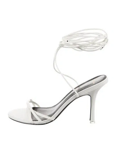 Pre-owned Black Suede Studio Leather Sandals In White