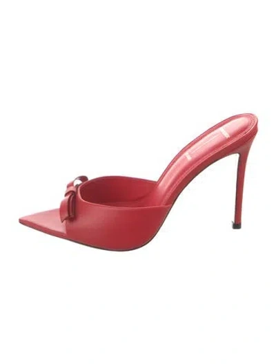 Pre-owned Black Suede Studio Leather Slides In Red