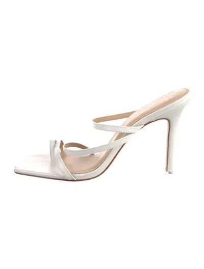 Pre-owned Black Suede Studio Leather Slides In White