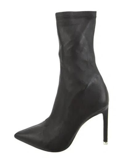 Pre-owned Black Suede Studio Leather Sock Boots In Black