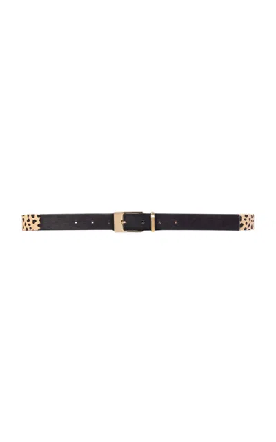 Black Suede Studio Legend Cheetah Pony Hair Belt In Animal