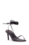 Black Suede Studio Lele Ankle Wrap Sandal In Black Buffed Nappa Studs
