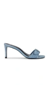 Black Suede Studio Albie Slide Sandal In Baby Denim Leather