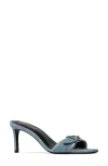 Black Suede Studio Lenny 65 Buckle Sandal In Baby Denim Leather