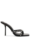 Black Suede Studio Leo Slide Sandal In Black Buffed Nappa & Studs