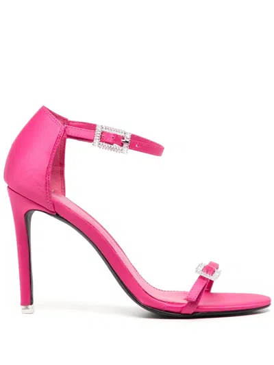Black Suede Studio Lila 100mm Crystal-embellished Sandals In Pink