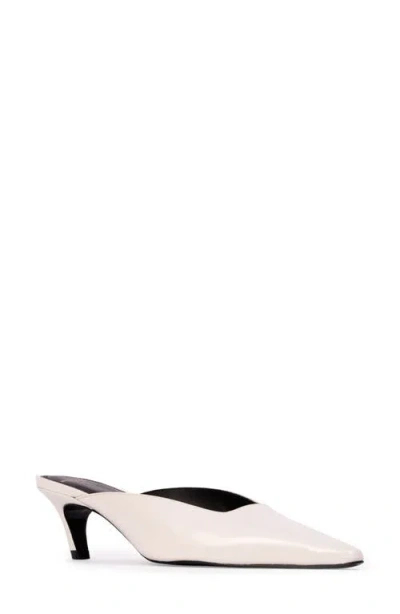 Black Suede Studio Logan Kitten Heel Mule In Coconut Leather