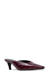 Black Suede Studio Logan Kitten Heel Mule In Port Croco Leather