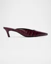 Black Suede Studio Logan Leather Kitten Mule Pumps In Red