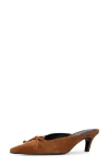 Black Suede Studio Suede Bow Wing-tip Mule Pumps In Tobacco Suede