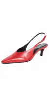Black Suede Studio Calfskin Kitten Slingback Pumps In Cherry Buffed Nappa