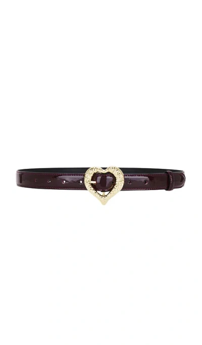 Black Suede Studio Love Belt In Raisin & Gold