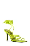 Black Suede Studio Luisa Ankle Tie Sandal In Lime Green Buffed Nappa